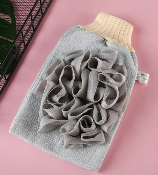 Gants de bain exfoliant double face