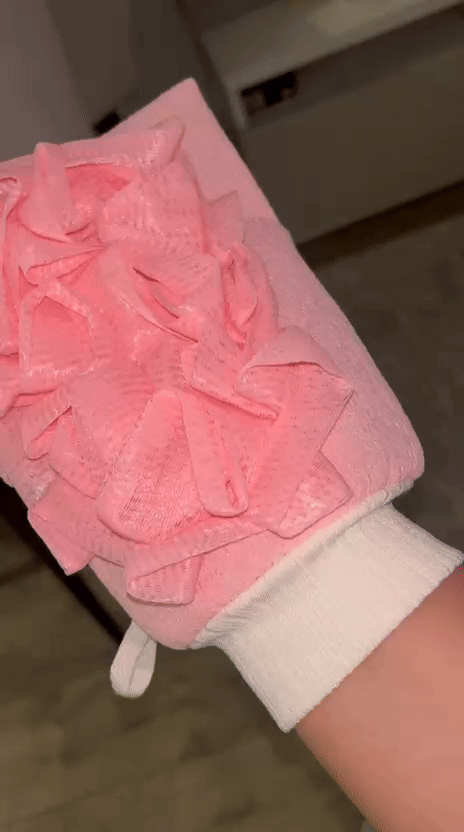 Gants de bain exfoliant double face