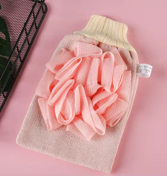 Gants de bain exfoliant double face