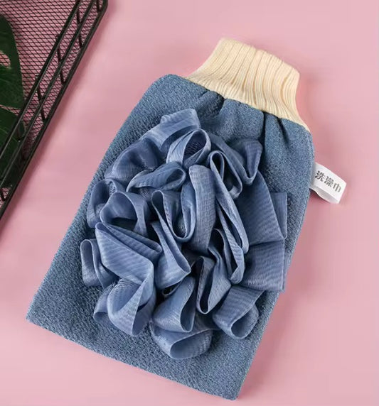 Gants de bain exfoliant double face